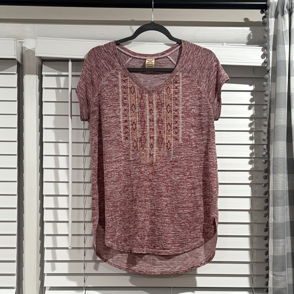 Women's Maroon Patterned Top